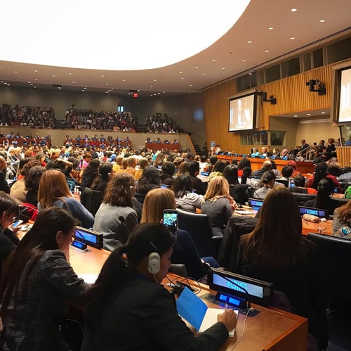 Inside the CSW63 Town Hall meeting with UN Secretary-General, Antonio Guterres.