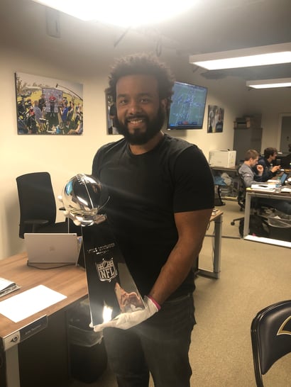 Aaron with the Vince Lombardi Trophy